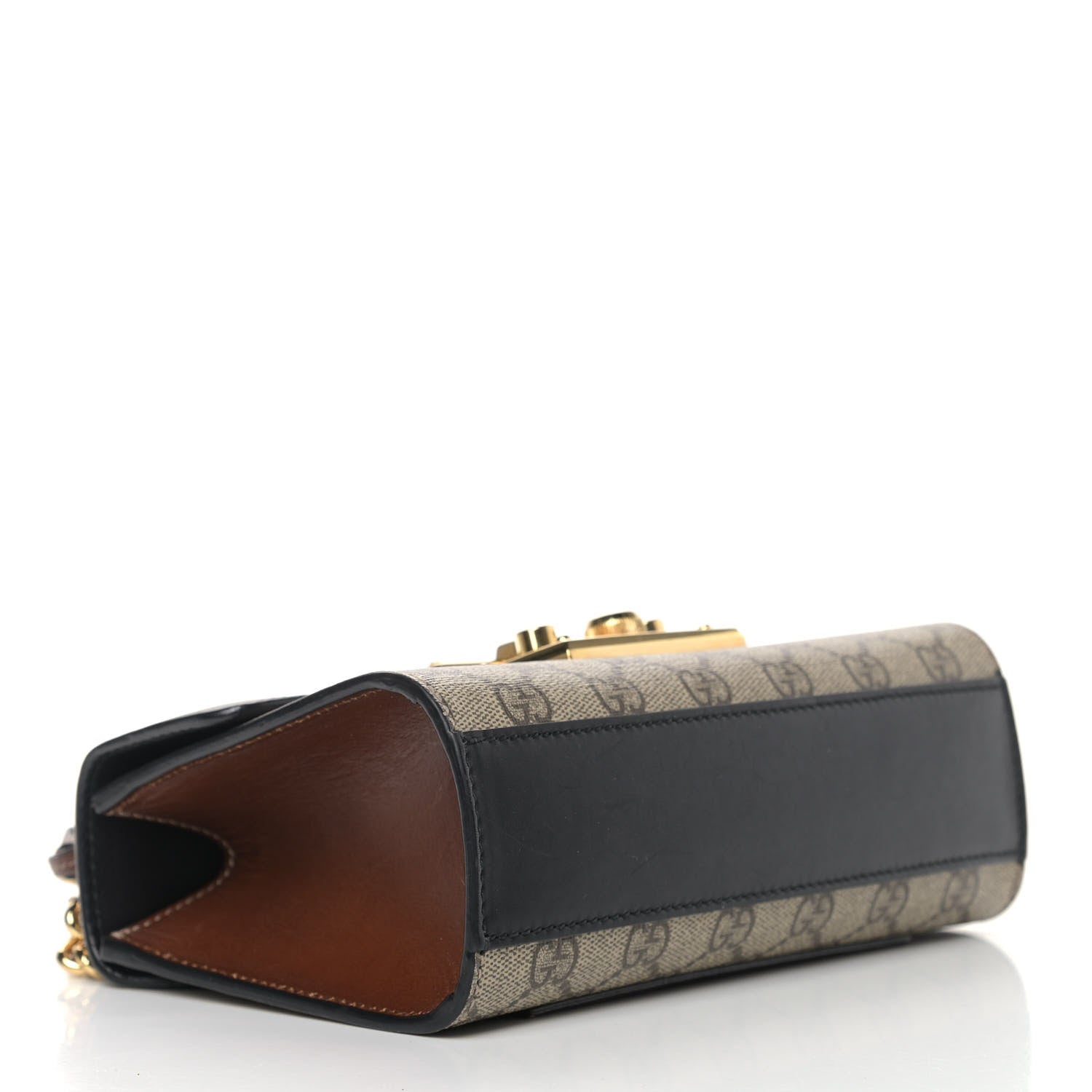 Gucci GG Supreme Monogram Calfskin Small Padlock Shoulder Bag Beige Black Cuir 4 of 18
