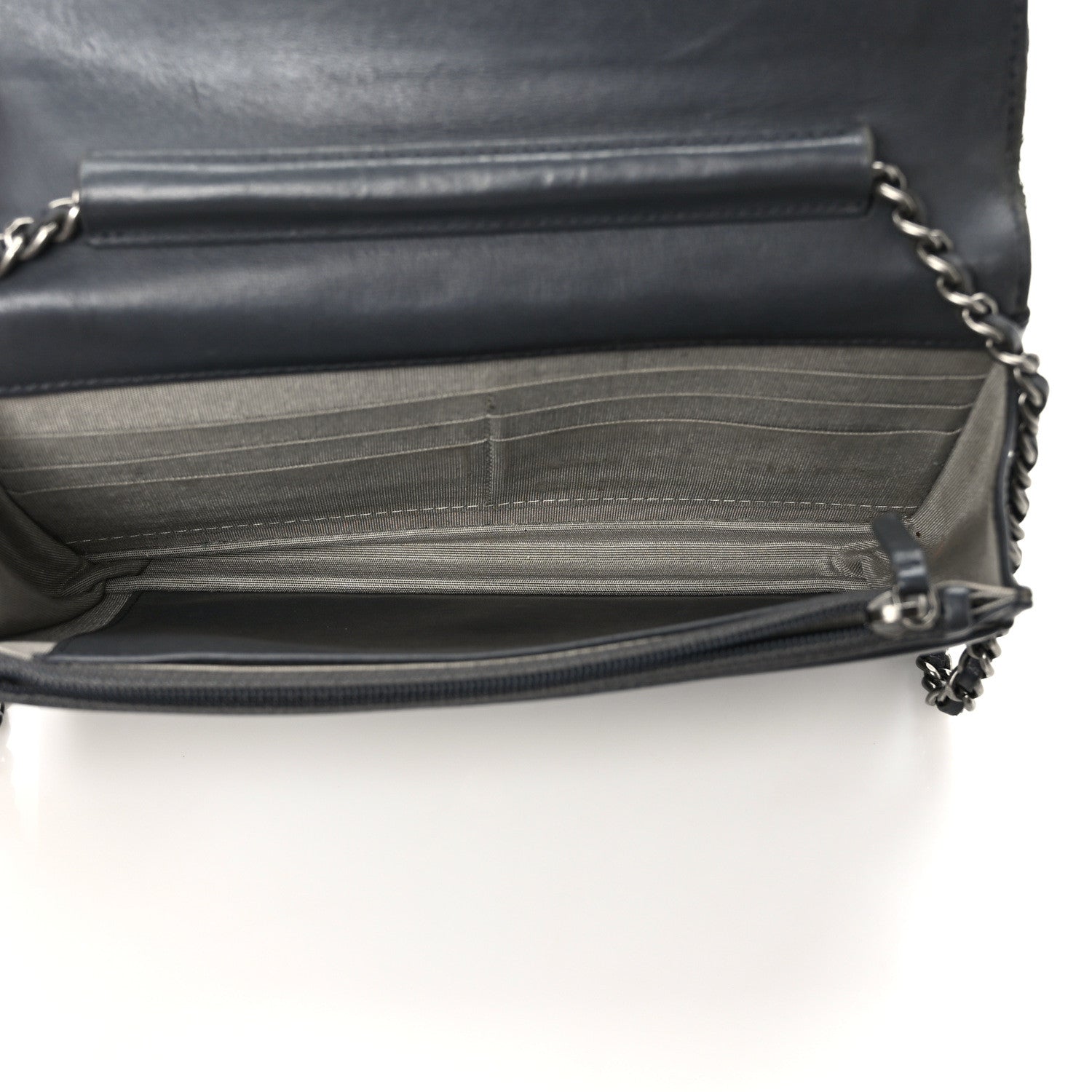 Chanel Lambskin Quilted Boy Wallet On Chain WOC Dark Grey 5 of 12