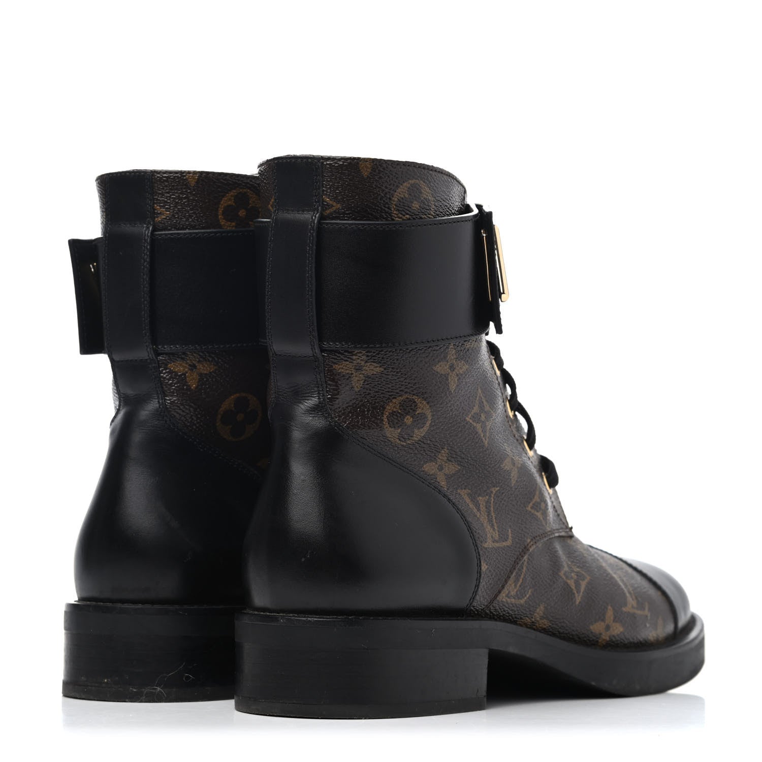 Louis Vuitton Monogram Calfskin Wonderland Flat Ranger Boots 40.5 Black 3 of 4