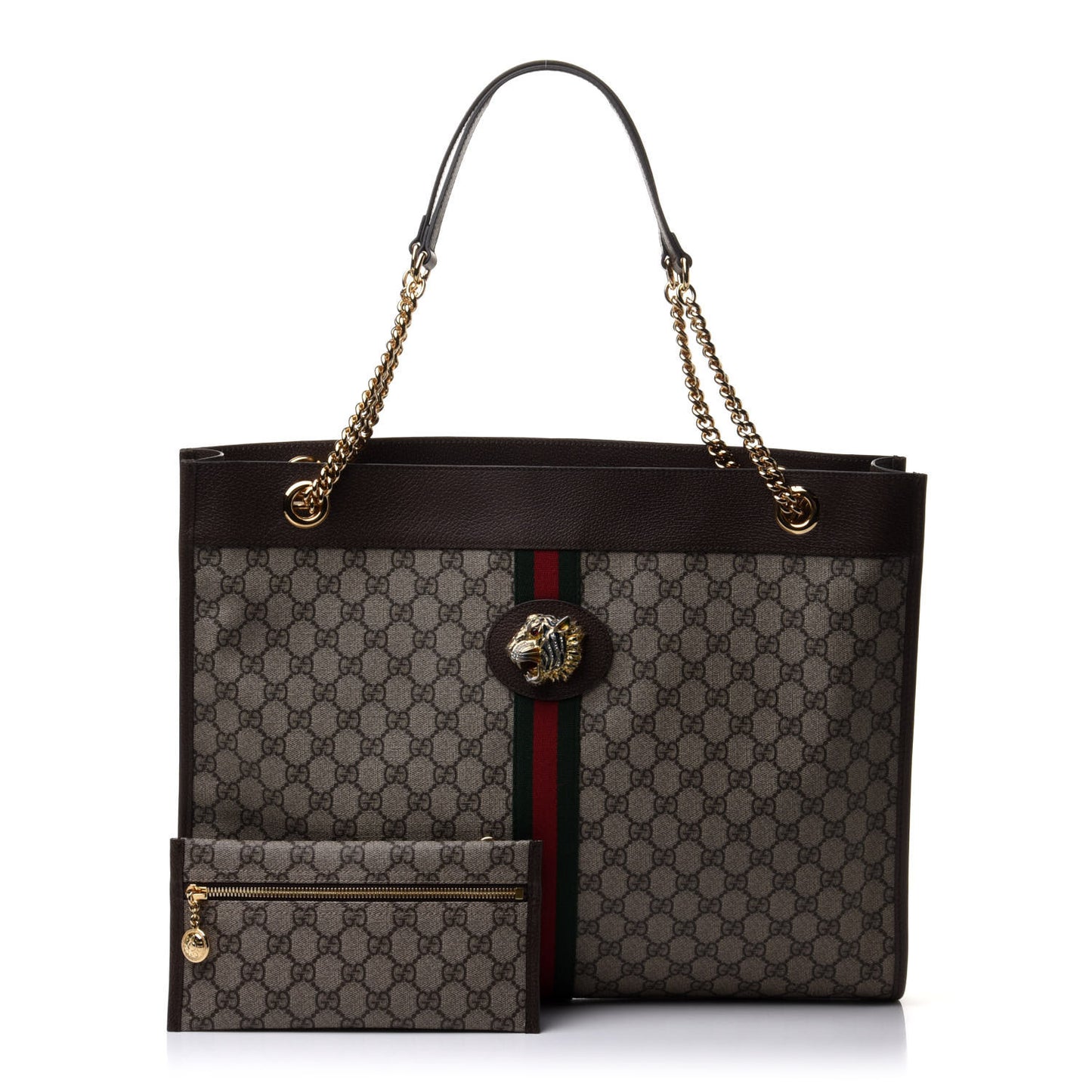 GG Supreme Monogram Large Rajah Chain Tote Beige New Acero