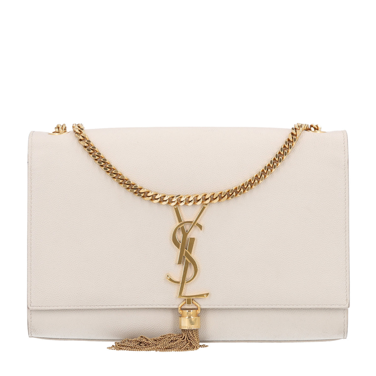 Saint Laurent Grain De Poudre Calfskin Medium Classic Monogram Kate Tassel Satchel Crema Soft 1 of 10