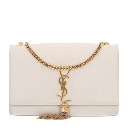 Saint Laurent Grain De Poudre Calfskin Medium Classic Monogram Kate Tassel Satchel Crema Soft 1 of 10