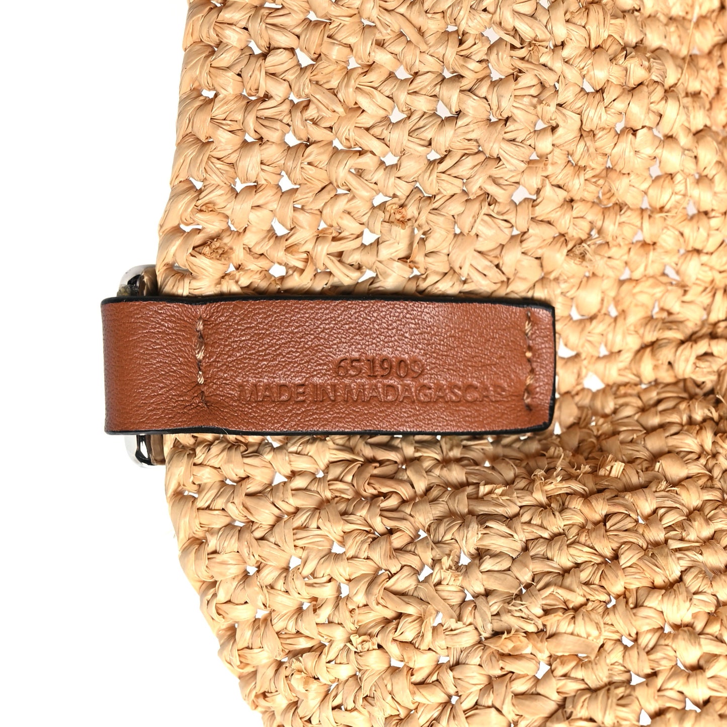 Raffia Crochet Slit Tote Bag Natural Tan