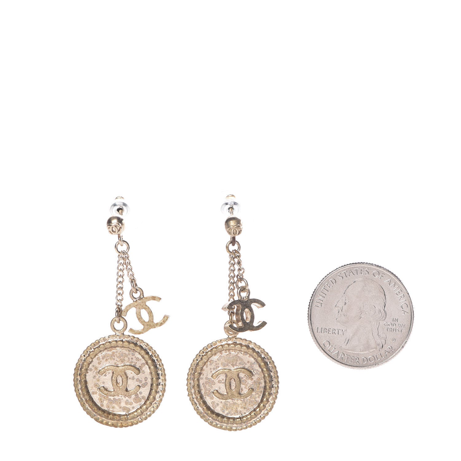 Chanel Hammered CC Dangle Earrings Gold 2 of 6