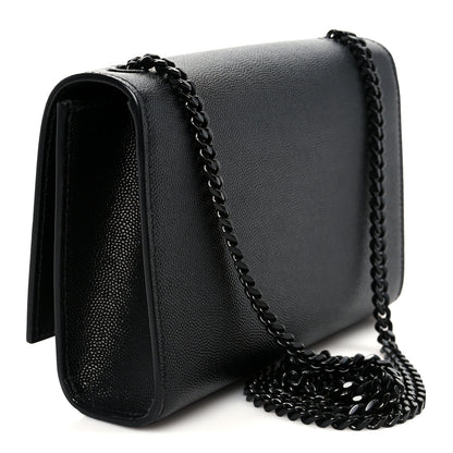 Saint Laurent Grain De Poudre Small Monogram Monochrome Kate Satchel Black 3 of 11