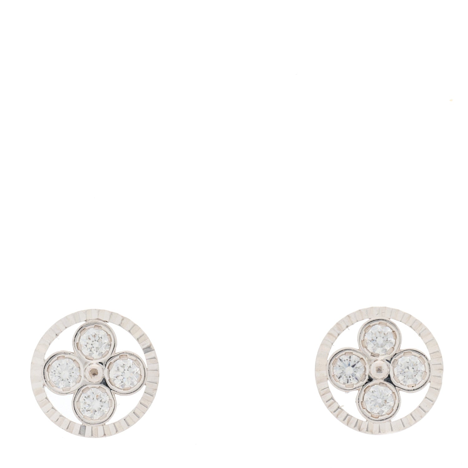 Louis Vuitton 18K White Gold Diamond Blossom BB Earrings 1 of 3