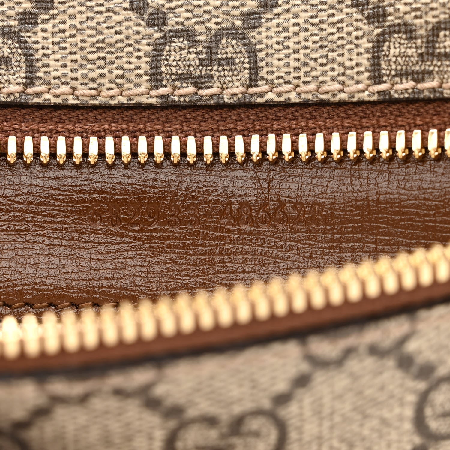Gucci GG Supreme Monogram Textured Calfskin Retro Interlocking G Belt Bag Beige Ebony Brown Sugar 6 of 9