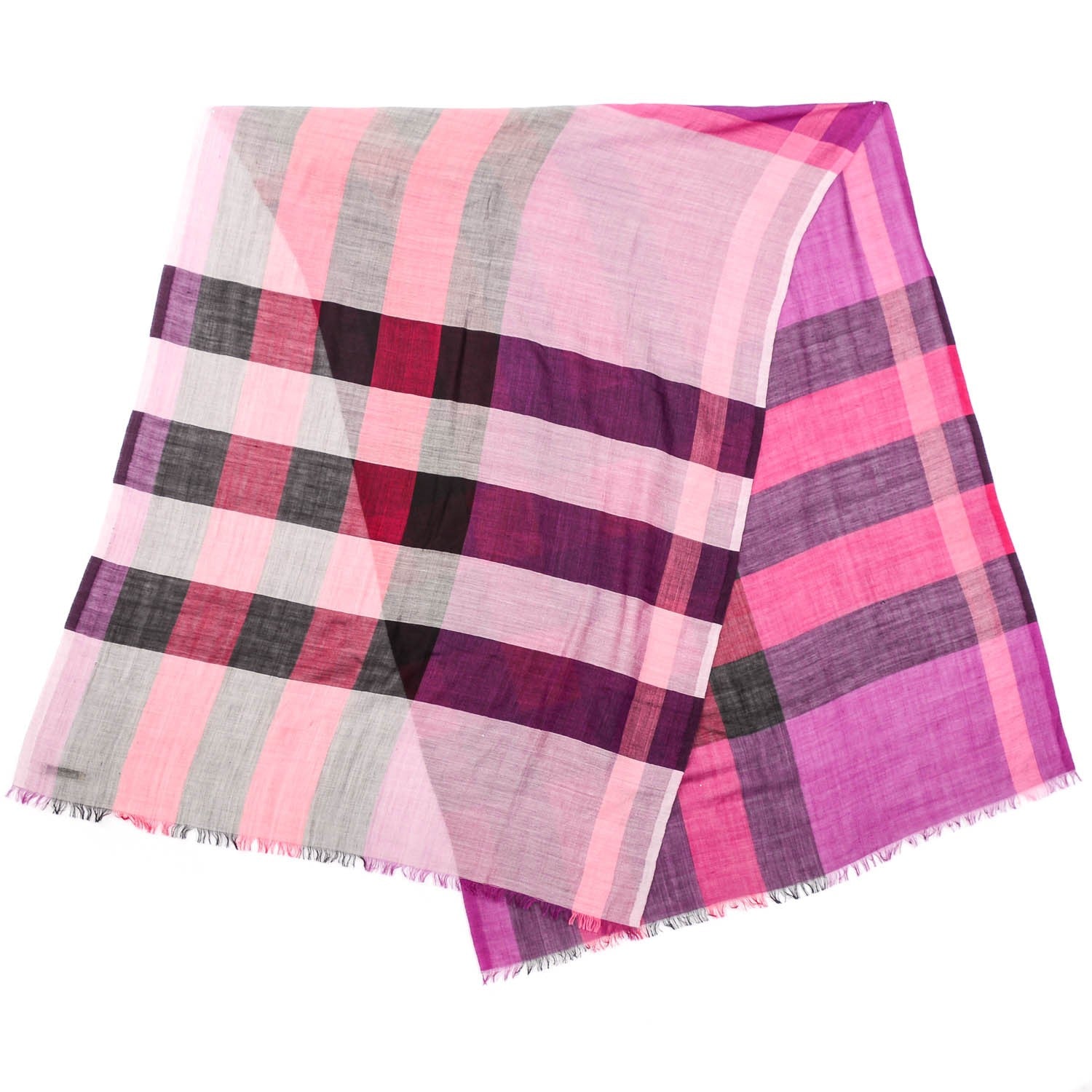 Burberry Wool Silk Mega Check Scarf Bright Violet 3 of 5