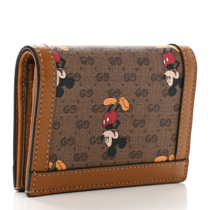 Gucci X DISNEY Mini Vintage GG Supreme Monogram Mickey Mouse Card Holder Wallet Beige Vintage Sun Oil 3 of 8