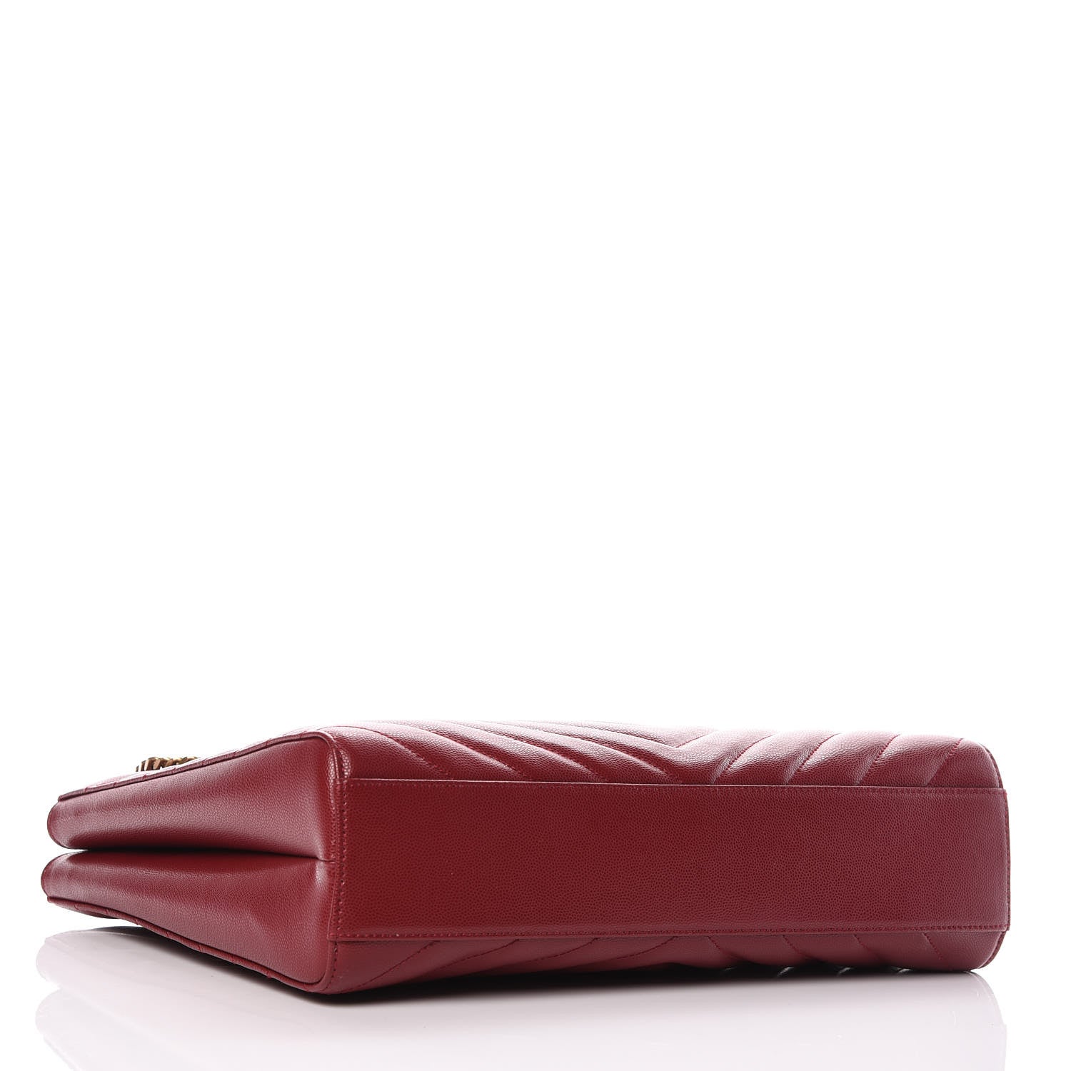 Saint Laurent Grain de Poudre Matelasse Chevron Medium Tribeca Shopping Bag Garnet 4 of 11