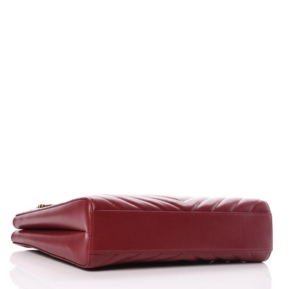 Saint Laurent Grain de Poudre Matelasse Chevron Medium Tribeca Shopping Bag Garnet 4 of 11