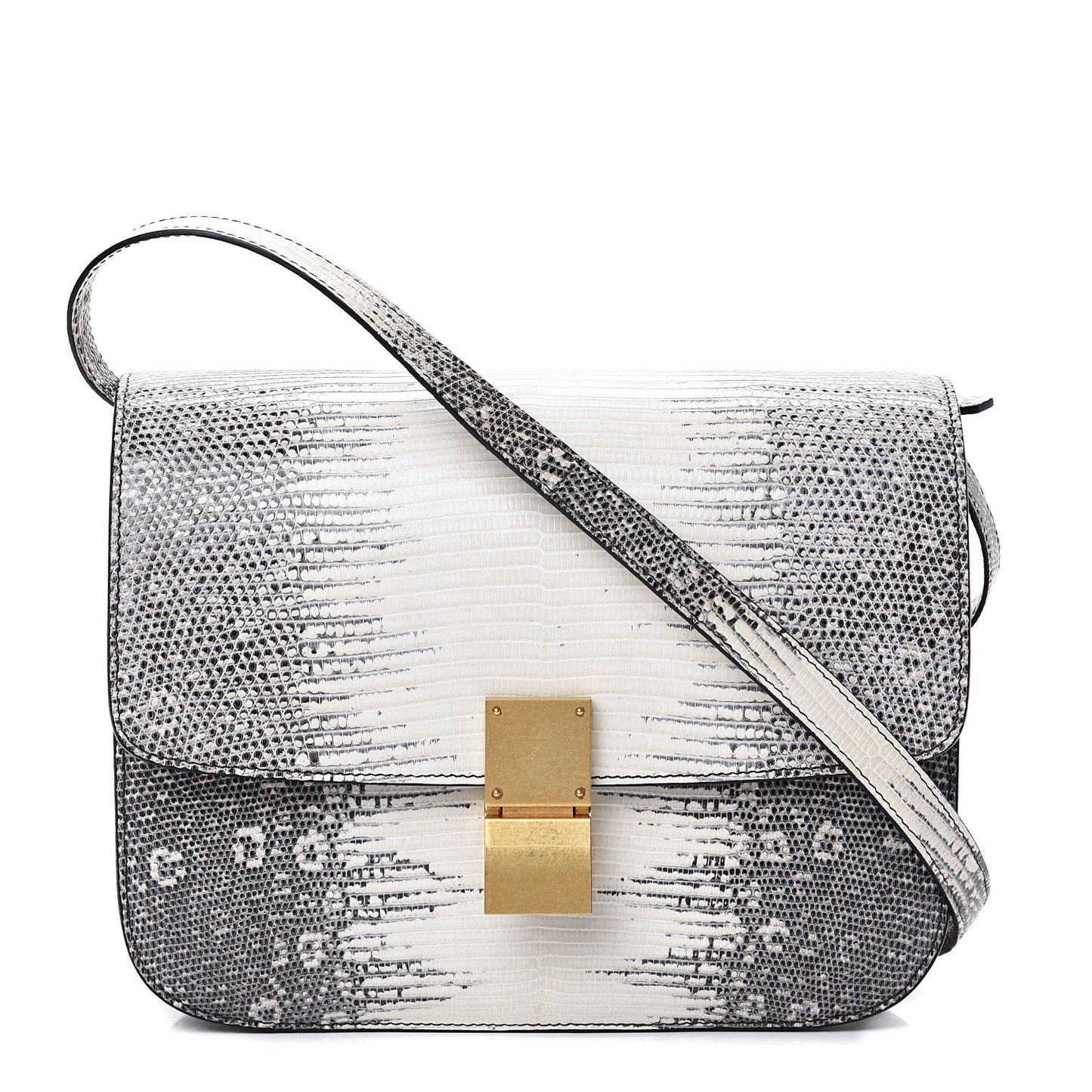 Lizard Medium Classic Box Flap Bag Mineral