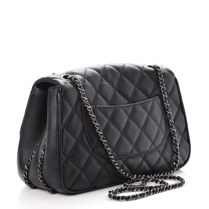 Chanel Calfskin Quilted Medium Frame In Chain Flap Black 3 of 7