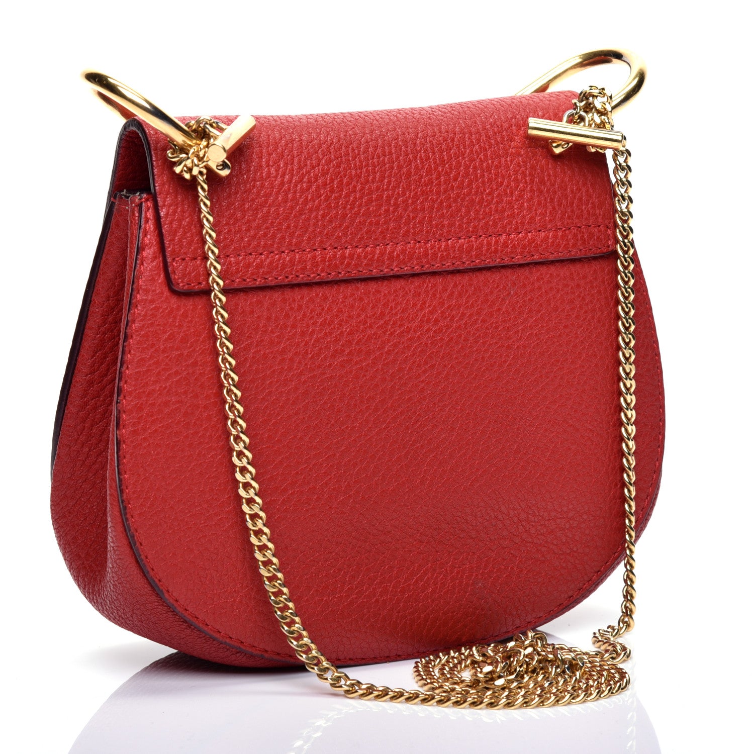 Chloe Grained Lambskin Mini Drew Shoulder Bag Plaid Red 3 of 9
