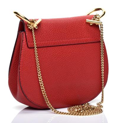 Chloe Grained Lambskin Mini Drew Shoulder Bag Plaid Red 3 of 9