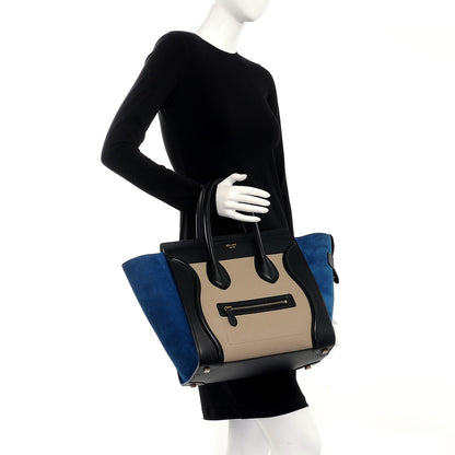 Celine Bullhide Calfskin Suede Mini Tri-Color Luggage Beige 2 of 10