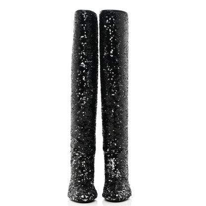 Louis Vuitton Sequin Donna High Boots 37 Black 2 of 9