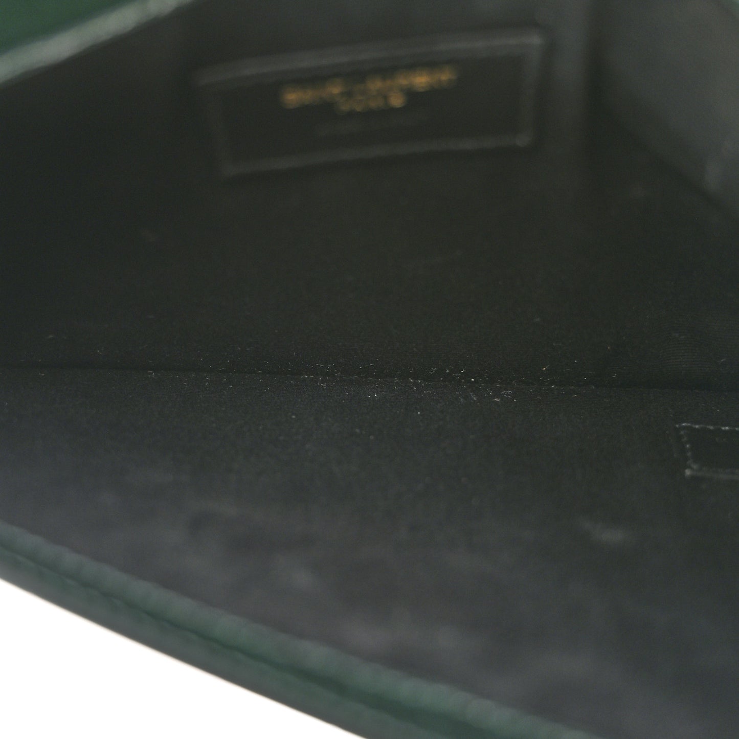 Calfskin Crocodile Embossed Uptown Monogram Clutch Dark Green