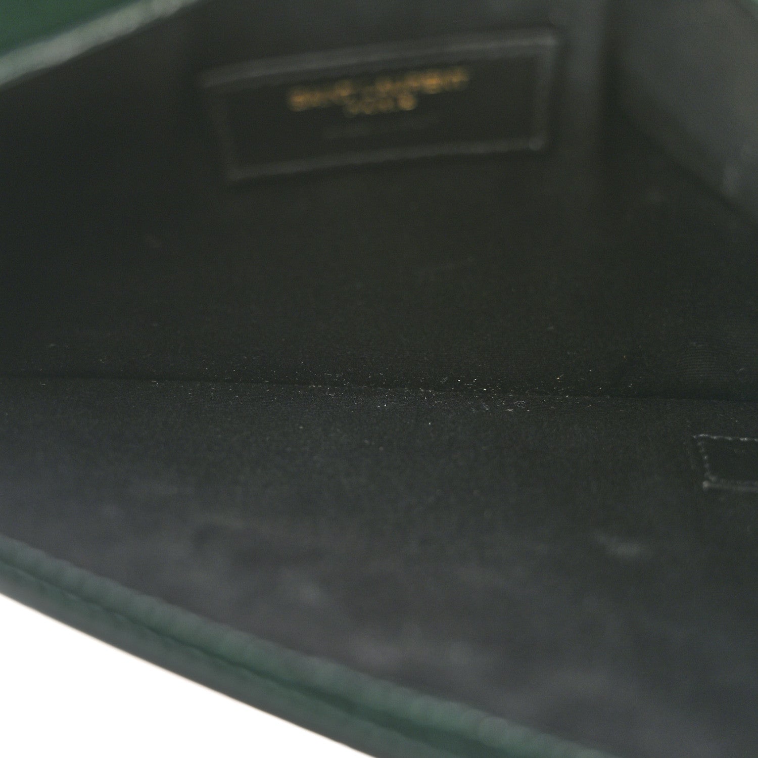 Saint Laurent Calfskin Crocodile Embossed Uptown Monogram Clutch Dark Green 5 of 10