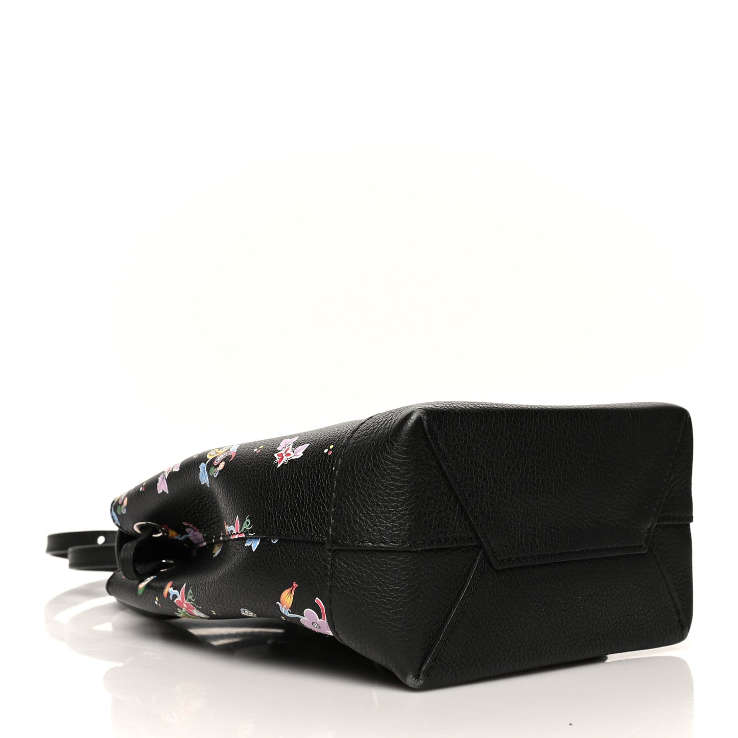 Calfskin Flower Lockme Mini Backpack Black Multicolor