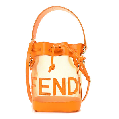 Fendi Mesh Vitello King F is Fendi Logo Embroidered Mini Mon Tresor Bucket Bag Aranciata Clementime 1 of 8