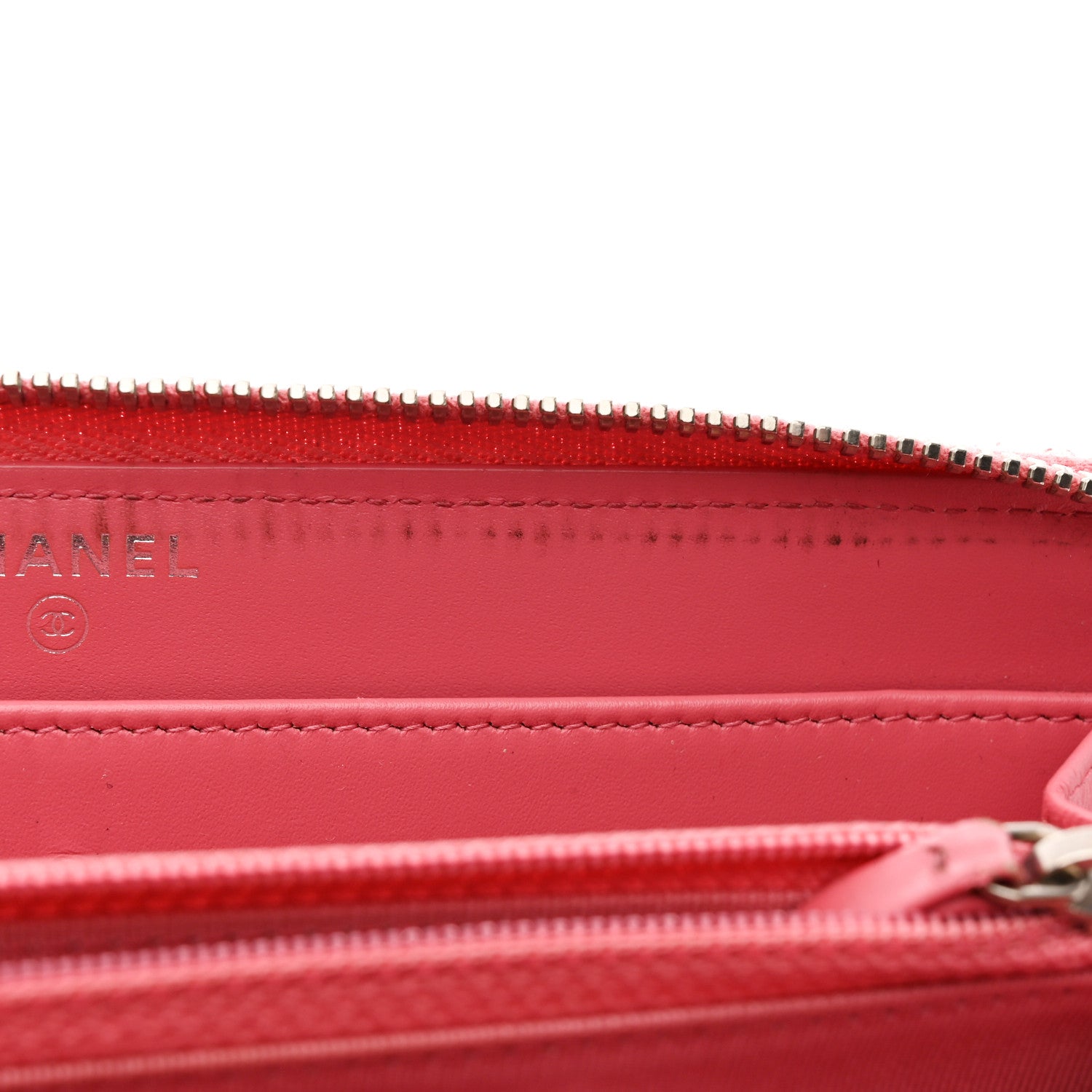 Chanel Caviar Chevron Large Gusset Zip Around Wallet Pink 8 of 9