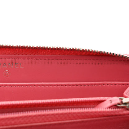 Chanel Caviar Chevron Large Gusset Zip Around Wallet Pink 8 of 9