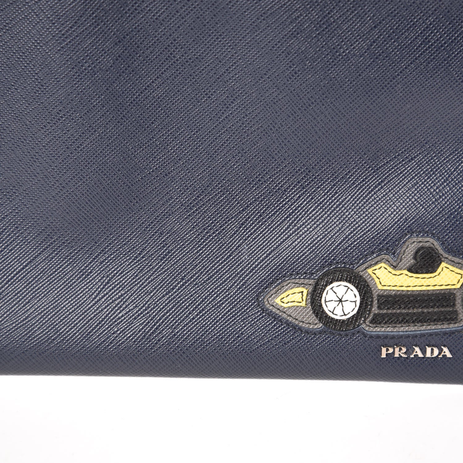 Prada Saffiano Race Car Flat Pouch Baltico 7 of 11