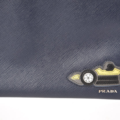 Prada Saffiano Race Car Flat Pouch Baltico 7 of 11