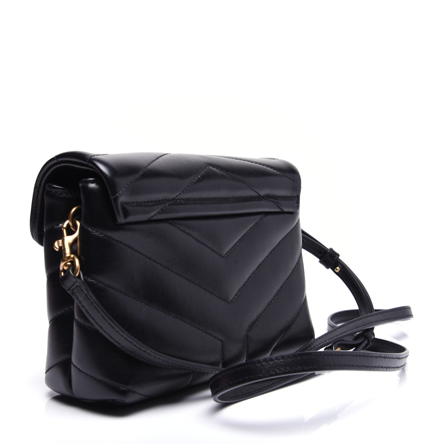Calfskin Y Quilted Monogram Toy Loulou Crossbody Bag Black