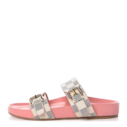 Louis Vuitton Damier Azur Bom Dia Flat Mules 37 Rose Clair 1 of 12
