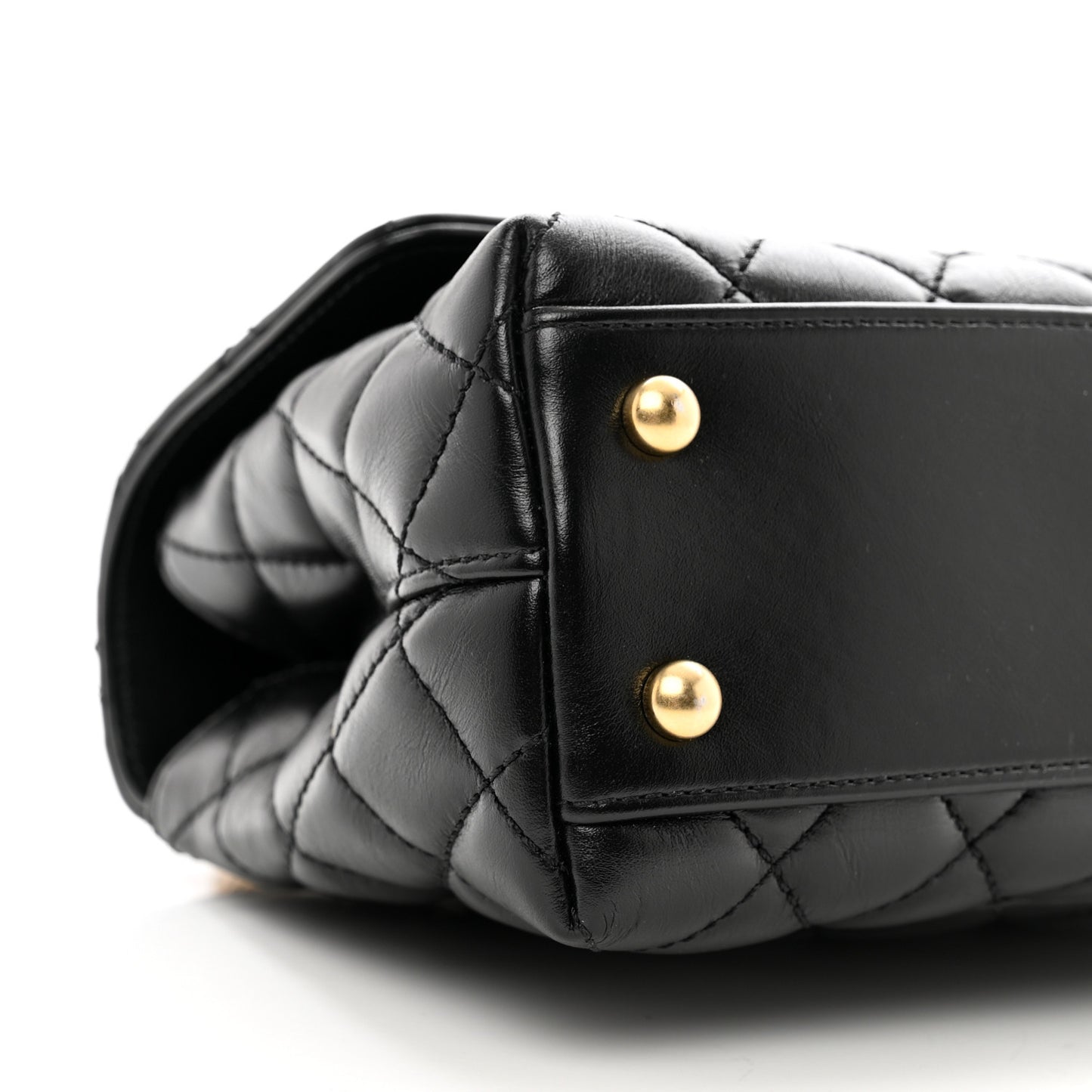 Calfskin Quilted Mini Logo Coco Handle Flap Black
