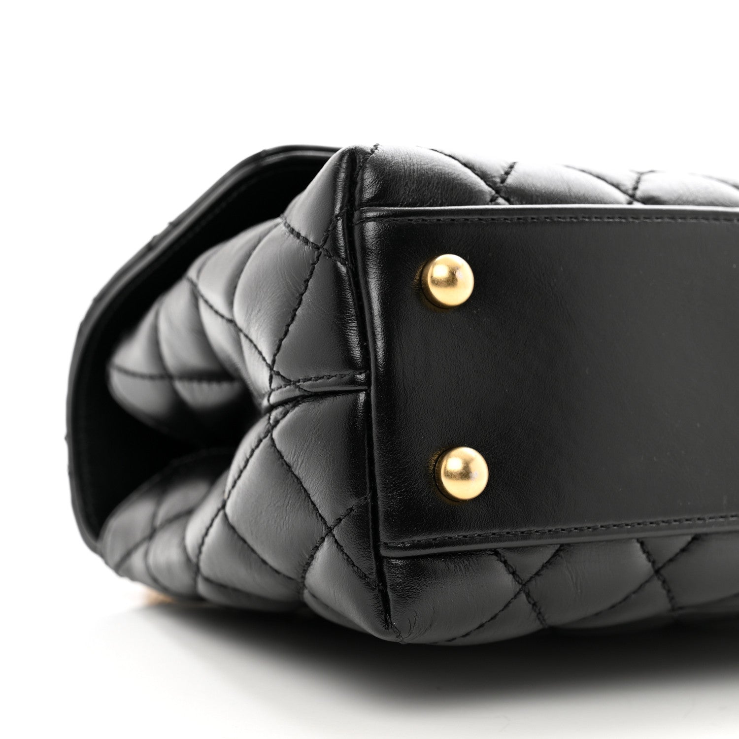 Chanel Calfskin Quilted Mini Logo Coco Handle Flap Black 9 of 10