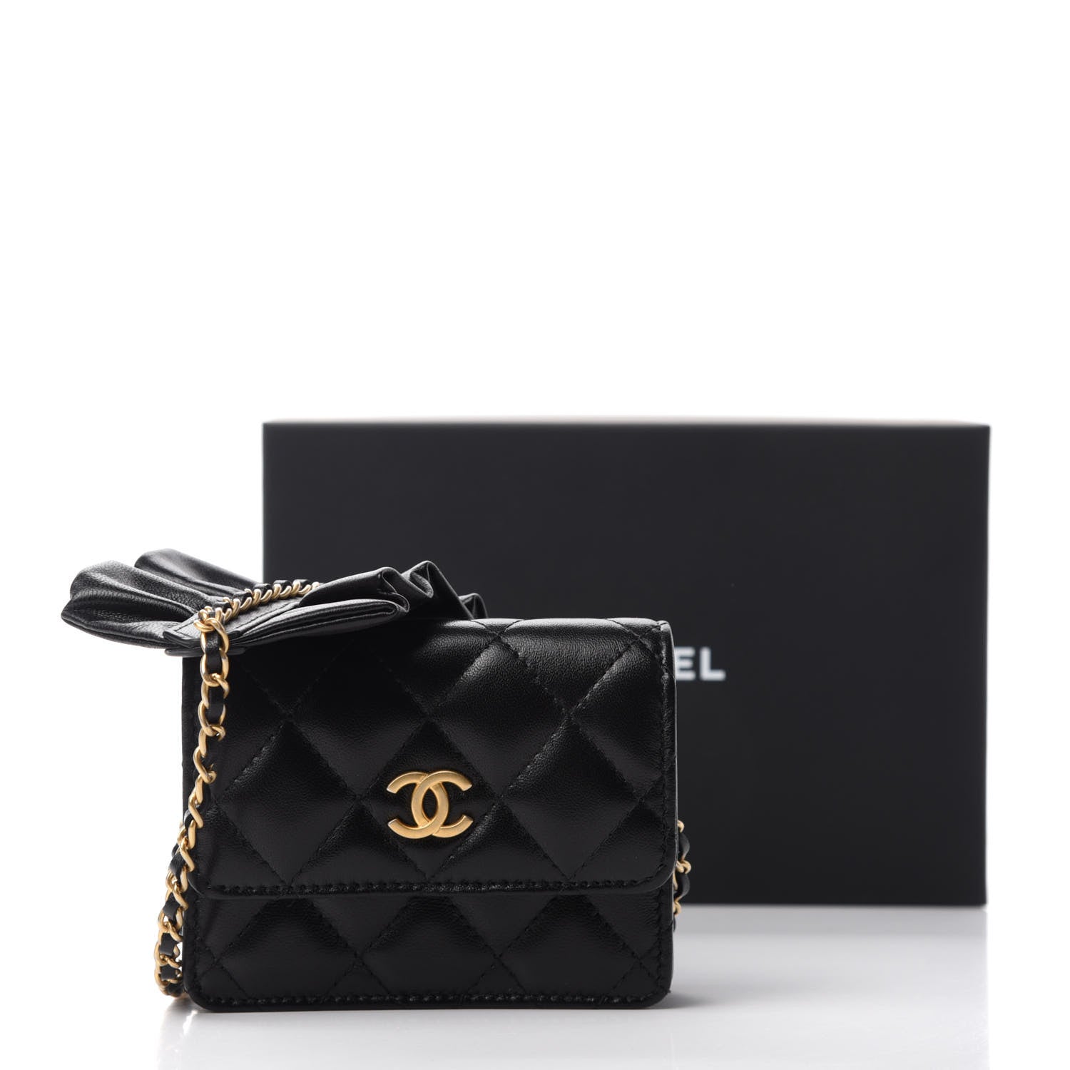 Chanel Lambskin Quilted Romance Clutch With Chain Black 12 of 12