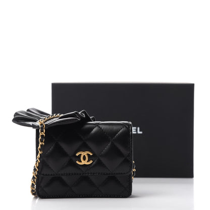 Chanel Lambskin Quilted Romance Clutch With Chain Black 12 of 12