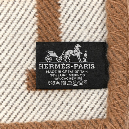 Hermes Wool Cashmere Avalon Blanket Ecru Camel 3 of 3