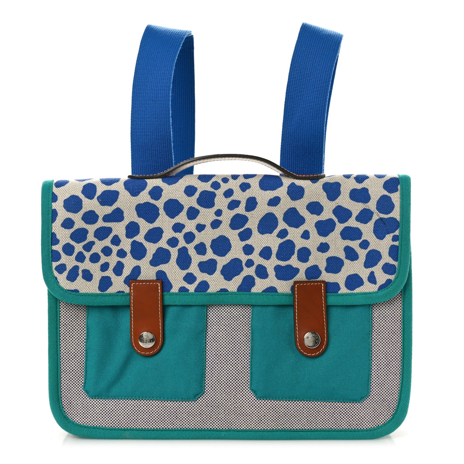 Hermes Toile Canvas Barenia Childrens Jeux Dans La Jungle Backpack Outremer 1 of 9