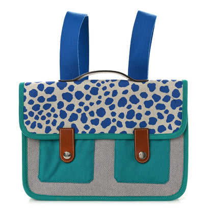 Hermes Toile Canvas Barenia Childrens Jeux Dans La Jungle Backpack Outremer 1 of 9