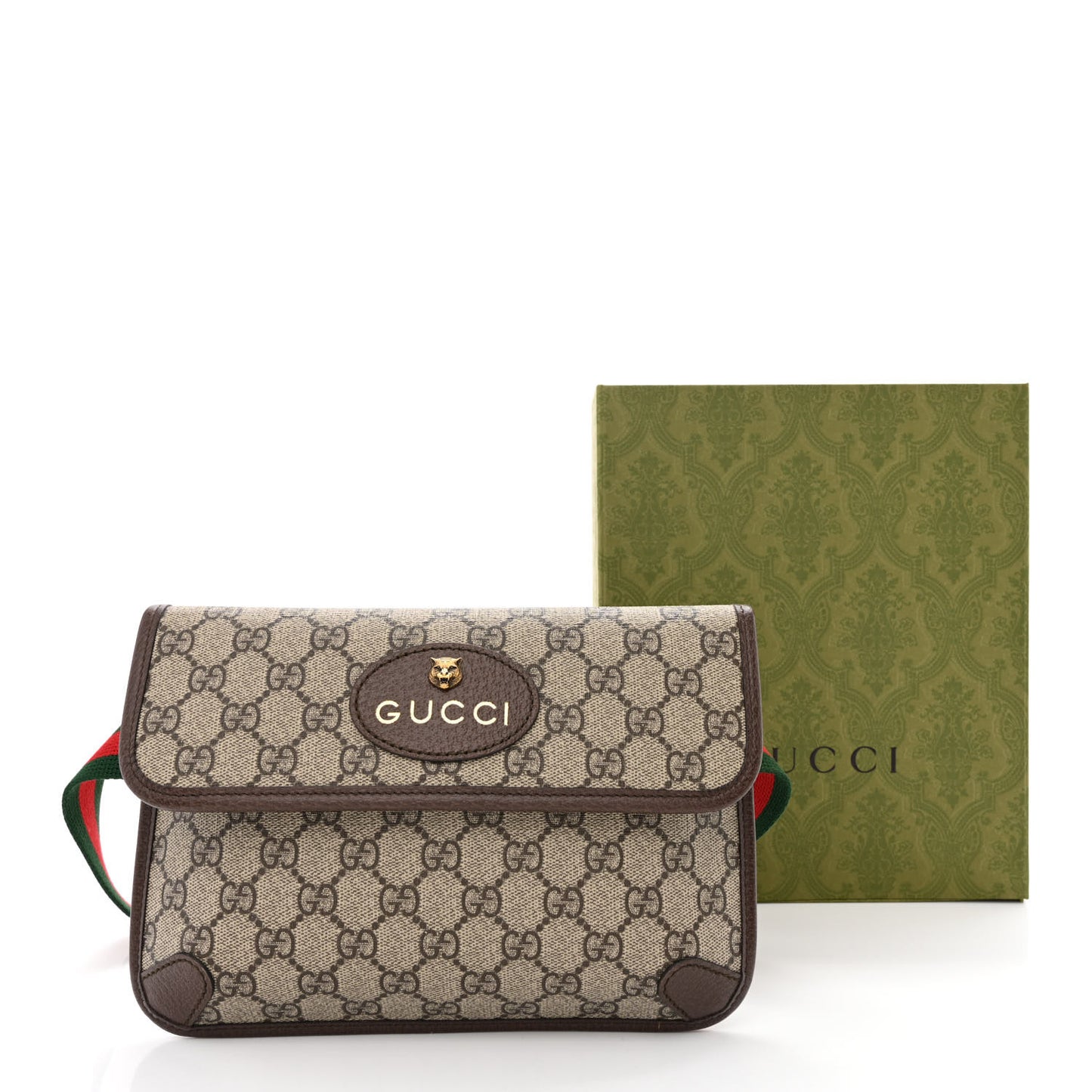 GG Supreme Monogram Neo Vintage Web Belt Bag Brown