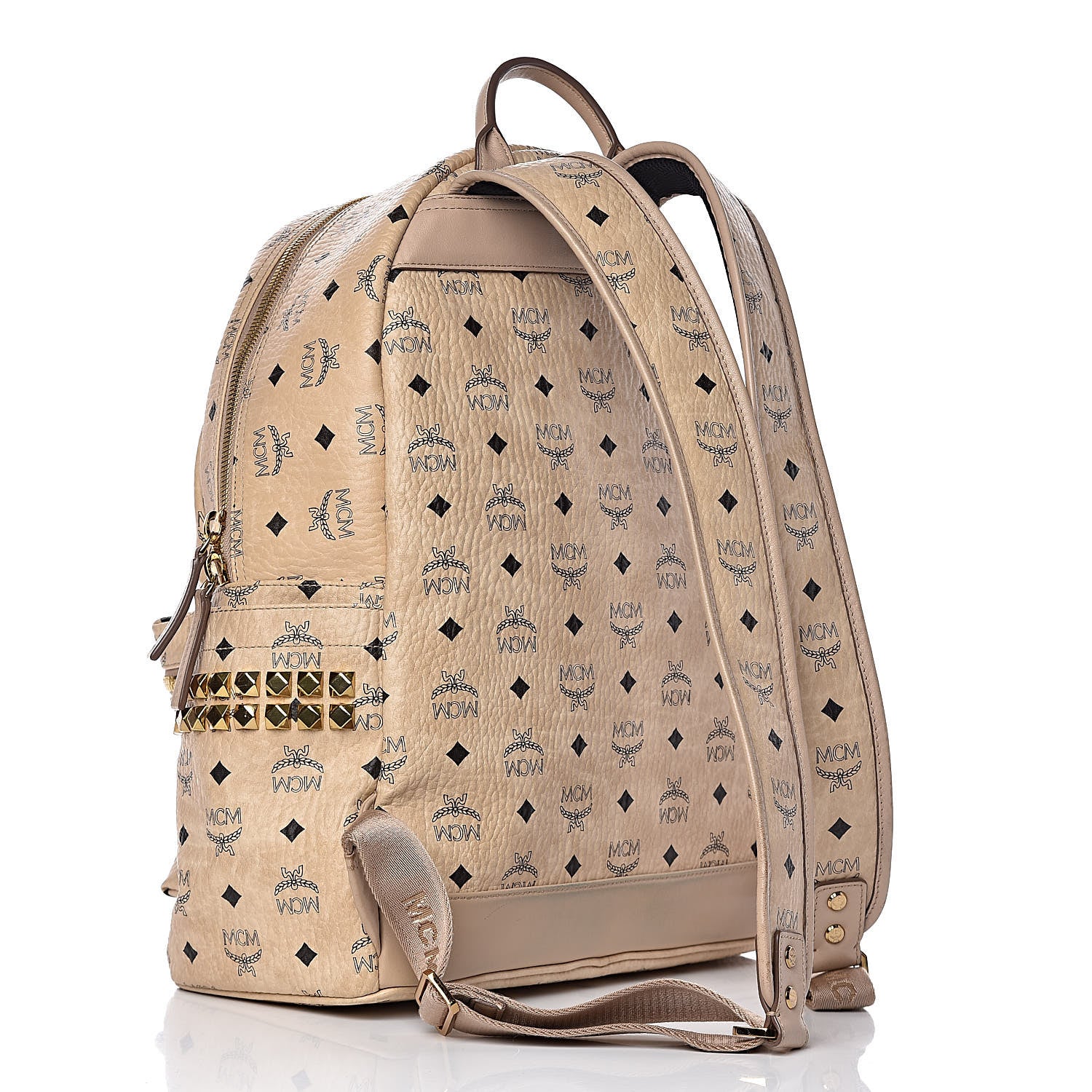 MCM Visetos Medium Side Studs Stark Backpack Beige 3 of 12