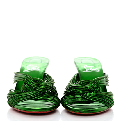 Christian Louboutin Metallic Calfskin Multitaski 70 Slide Sandals 38 Green 2 of 10