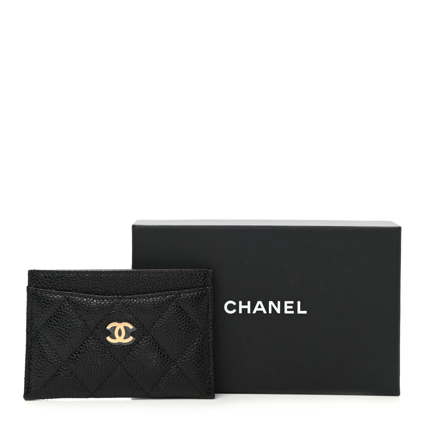 Caviar Quilted Card Holder Black