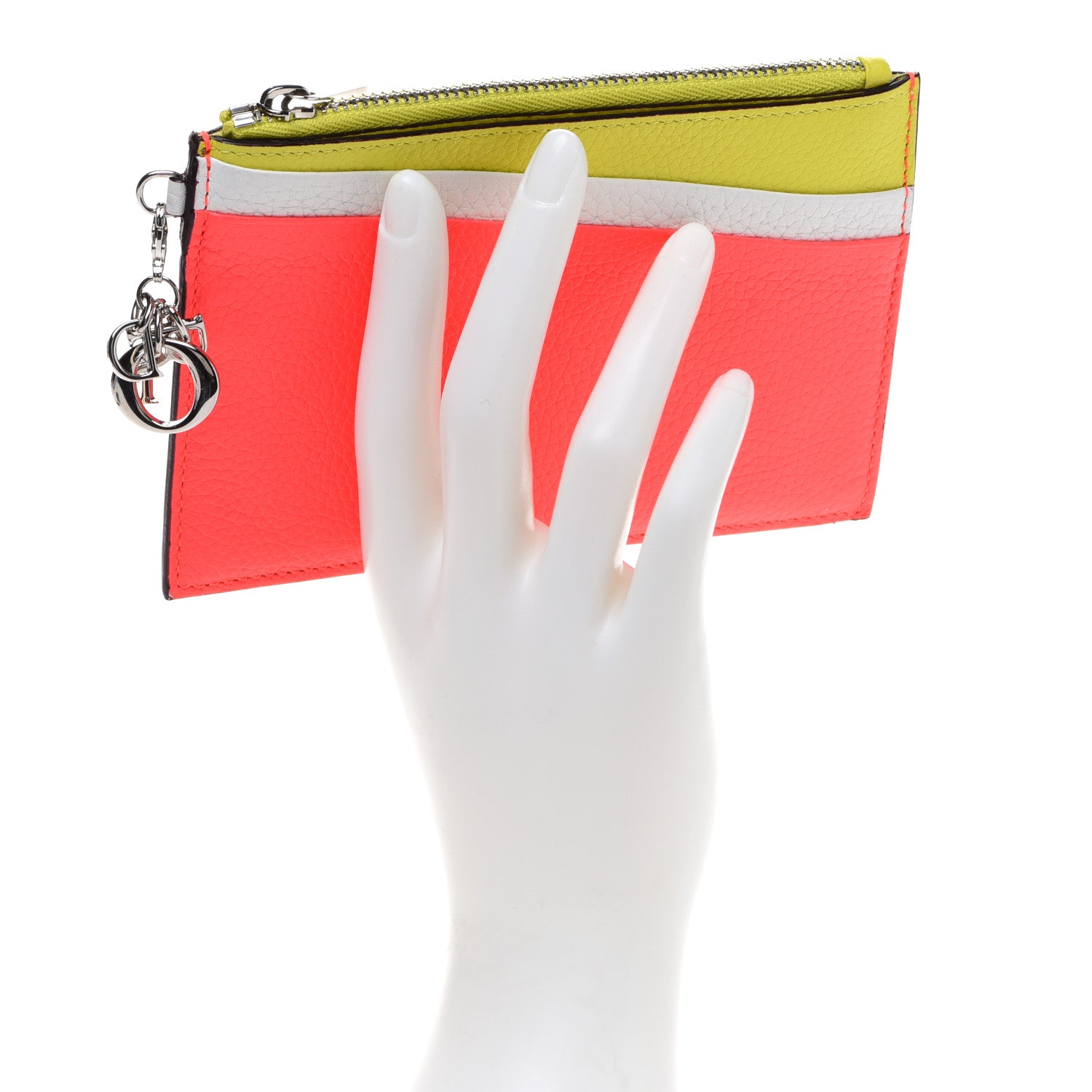 Christian Dior Bullcalf Tri-Color Diorissimo Card Holder Vert Acide 2 of 7