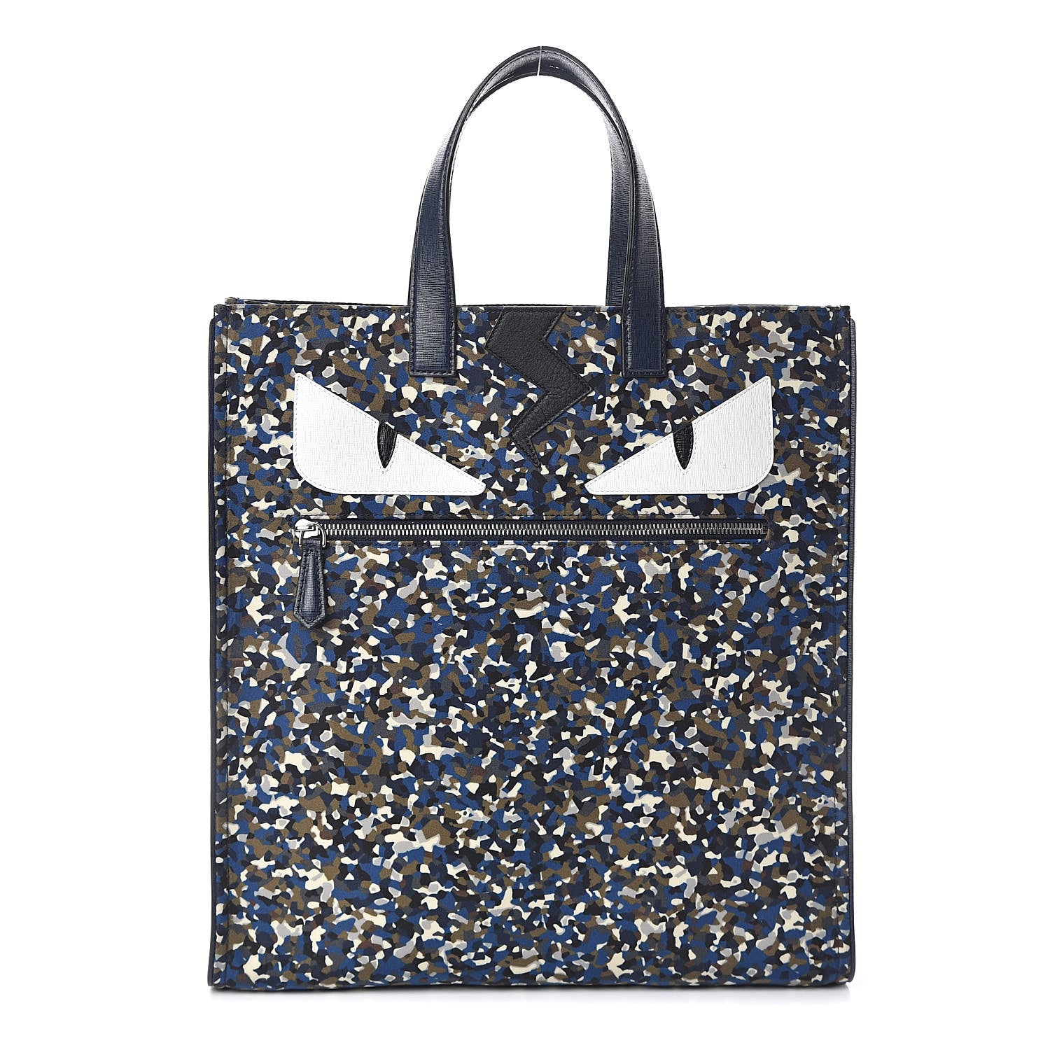 Fendi Nylon Vitello Elite Flamingo Granite Lightning Monster Eyes Vertical Tote Military Lavagna Multicolor 1 of 9