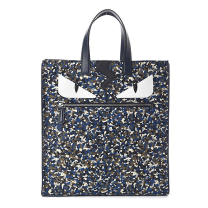 Fendi Nylon Vitello Elite Flamingo Granite Lightning Monster Eyes Vertical Tote Military Lavagna Multicolor 1 of 9