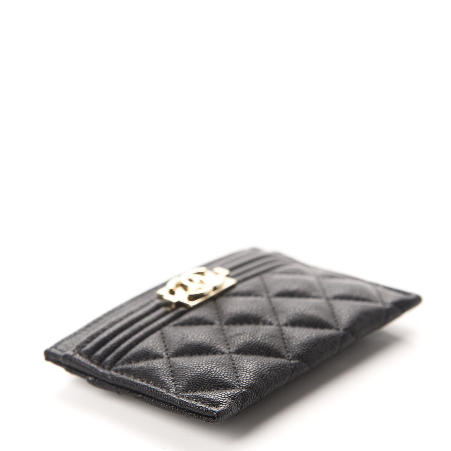 Caviar Quilted Boy Card Holder Black