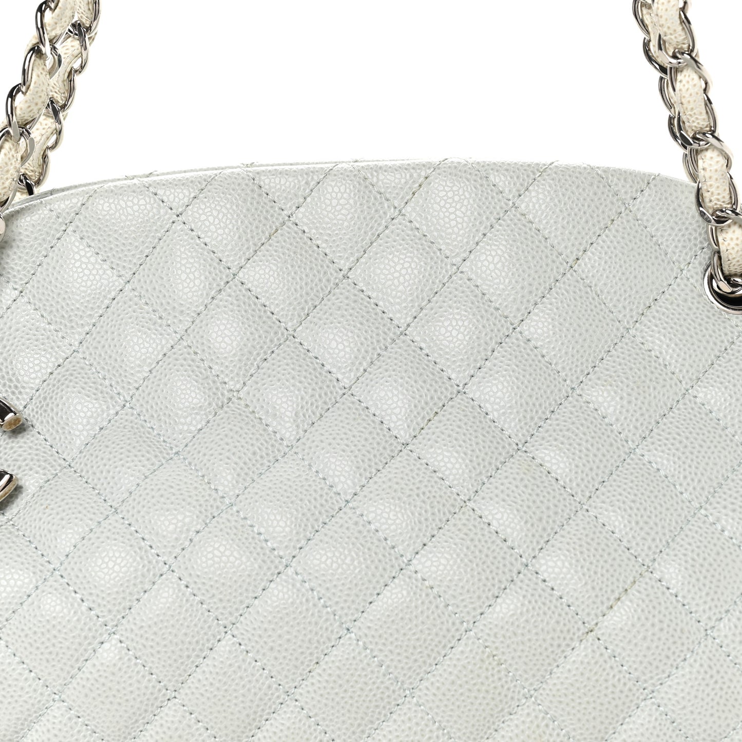Caviar Quilted Large Just Mademoiselle Bowling Bag Light Blue