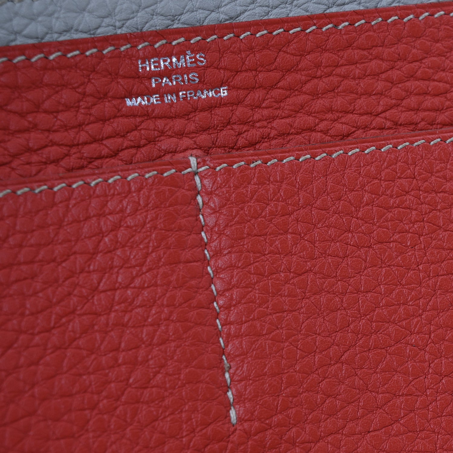 Hermes Togo Dogon Duo Wallet Rouge Garance Gris Mouette 13 of 14