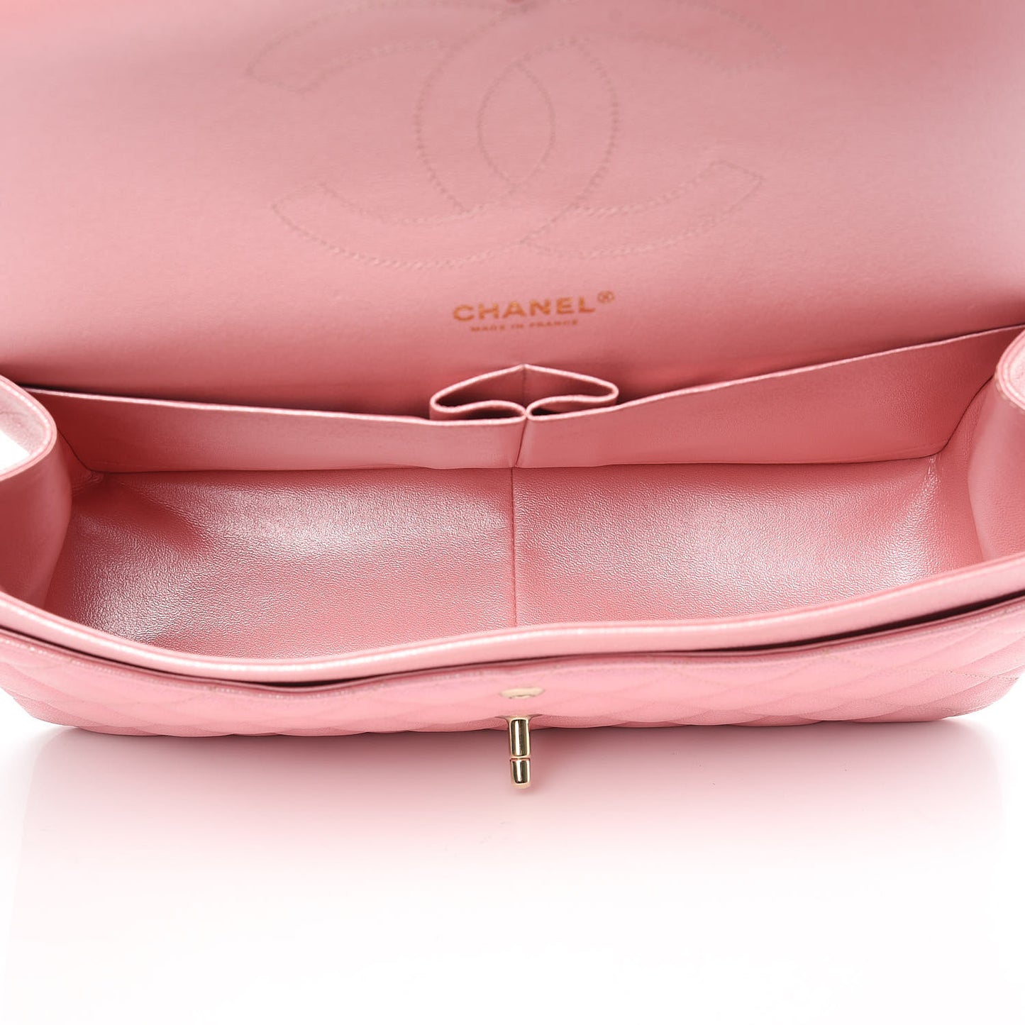 Iridescent Caviar Quilted Jumbo Double Flap Rose Pink
