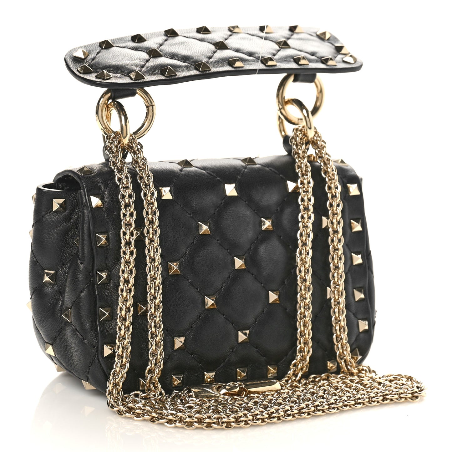 Nappa Micro Rockstud Spike Shoulder Bag Black